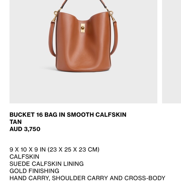 CELINE Bucket 16 Bag Smooth Calfskin Tan - Picture 11 of 11
